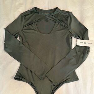 Brand New Teal Cutout Long Sleeve Bodysuit